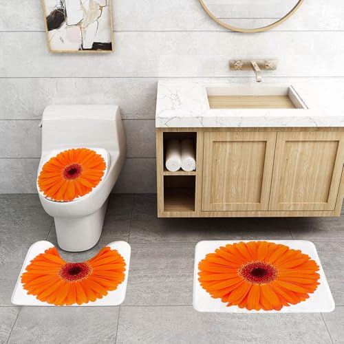 QRFASFZO 3 Stück Badematten und WC Vorleger Microfaser Weiches Badteppich badvorleger rutschfest Waschbar Badezimmerteppich Set,Orange, Gerbera Blume Leuchtende Blütenblätter Nahaufnahme Bild Jard QRFASFZO 3 Stück Badematten und WC Vorleger Microfaser Weiches Badteppich badvorleger rutschfest Waschbar Badezimmerteppich Set,Orange, Gerbera Blume Leuchtende Blütenblätter Nahaufnahme Bild Jard von QRFASFZO