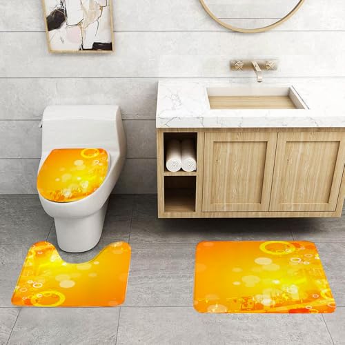 QRFASFZO 3 Stück Badematten und WC Vorleger Microfaser Weiches Badteppich badvorleger rutschfest Waschbar Badezimmerteppich Set,Orange, abstrakte Komposition mit Kreisen, Tupfen QRFASFZO 3 Stück Badematten und WC Vorleger Microfaser Weiches Badteppich badvorleger rutschfest Waschbar Badezimmerteppich Set,Orange, abstrakte Komposition mit Kreisen, Tupfen von QRFASFZO