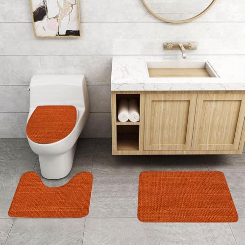 QRFASFZO 3 Stück Badematten und WC Vorleger Microfaser Weiches Badteppich badvorleger rutschfest Waschbar Badezimmerteppich Set,Orange, verblasster Sackleinen-Textur-Bildhintergrund des makrodicken QRFASFZO 3 Stück Badematten und WC Vorleger Microfaser Weiches Badteppich badvorleger rutschfest Waschbar Badezimmerteppich Set,Orange, verblasster Sackleinen-Textur-Bildhintergrund des makrodicken von QRFASFZO