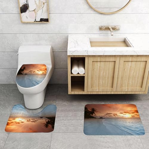 QRFASFZO 3 Stück Badematten und WC Vorleger Microfaser Weiches Badteppich badvorleger rutschfest Waschbar Badezimmerteppich Set,Ozean, Bild, exotisch, Strand, Goldener Sand, Welle, Wellen, Flossen, QRFASFZO 3 Stück Badematten und WC Vorleger Microfaser Weiches Badteppich badvorleger rutschfest Waschbar Badezimmerteppich Set,Ozean, Bild, exotisch, Strand, Goldener Sand, Welle, Wellen, Flossen, von QRFASFZO
