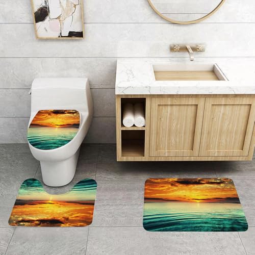 QRFASFZO 3 Stück Badematten und WC Vorleger Microfaser Weiches Badteppich badvorleger rutschfest Waschbar Badezimmerteppich Set,Ozean Sonnenuntergang Türkis Ozean Tropische Hawaiianische Meereswelle QRFASFZO 3 Stück Badematten und WC Vorleger Microfaser Weiches Badteppich badvorleger rutschfest Waschbar Badezimmerteppich Set,Ozean Sonnenuntergang Türkis Ozean Tropische Hawaiianische Meereswelle von QRFASFZO