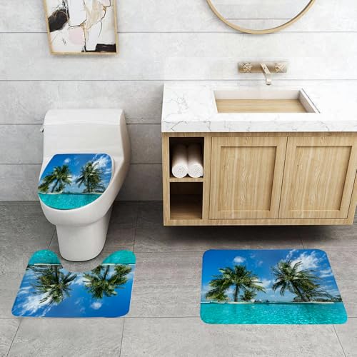 QRFASFZO 3 Stück Badematten und WC Vorleger Microfaser Weiches Badteppich badvorleger rutschfest Waschbar Badezimmerteppich Set,Palmengesäumter Swimmingpool in der Sonne, EIN ruhiges Strandresort, K QRFASFZO 3 Stück Badematten und WC Vorleger Microfaser Weiches Badteppich badvorleger rutschfest Waschbar Badezimmerteppich Set,Palmengesäumter Swimmingpool in der Sonne, EIN ruhiges Strandresort, K von QRFASFZO
