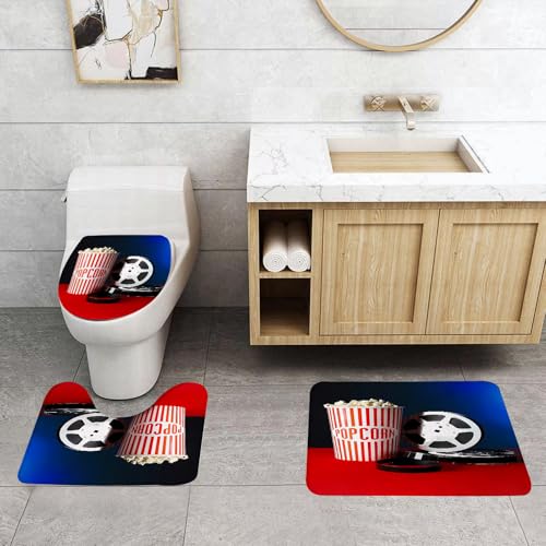 QRFASFZO 3 Stück Badematten und WC Vorleger Microfaser Weiches Badteppich badvorleger rutschfest Waschbar Badezimmerteppich Set,Pappbecher mit leckerem Popcorn und Filmrolle auf dem Tisch vor dunkle QRFASFZO 3 Stück Badematten und WC Vorleger Microfaser Weiches Badteppich badvorleger rutschfest Waschbar Badezimmerteppich Set,Pappbecher mit leckerem Popcorn und Filmrolle auf dem Tisch vor dunkle von QRFASFZO