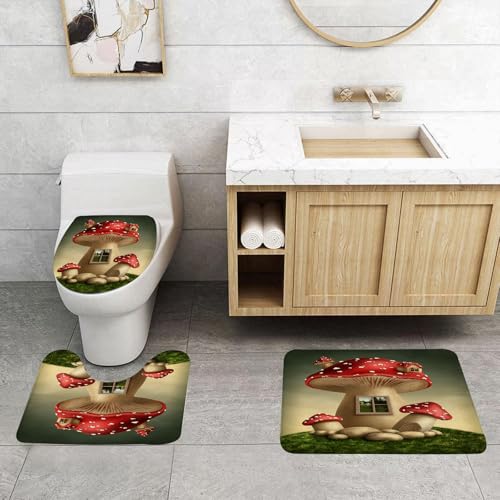 QRFASFZO 3 Stück Badematten und WC Vorleger Microfaser Weiches Badteppich badvorleger rutschfest Waschbar Badezimmerteppich Set,Pilz, allein Fantasy Pilz im Fantasy Forest Cottage Fenster QRFASFZO 3 Stück Badematten und WC Vorleger Microfaser Weiches Badteppich badvorleger rutschfest Waschbar Badezimmerteppich Set,Pilz, allein Fantasy Pilz im Fantasy Forest Cottage Fenster von QRFASFZO