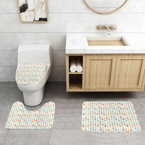 QRFASFZO 3 Stück Badematten und WC Vorleger Microfaser Weiches Badteppich badvorleger rutschfest Waschbar Badezimmerteppich Set,Polka-Dot-Muster, eine Reihe von bunten Punkten in verschiedenen Größe QRFASFZO 3 Stück Badematten und WC Vorleger Microfaser Weiches Badteppich badvorleger rutschfest Waschbar Badezimmerteppich Set,Polka-Dot-Muster, eine Reihe von bunten Punkten in verschiedenen Größe von QRFASFZO