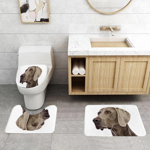 QRFASFZO 3 Stück Badematten und WC Vorleger Microfaser Weiches Badteppich badvorleger rutschfest Waschbar Badezimmerteppich Set,Porträt eines entzückenden Weimaraners – Studioaufnahme isoliert auf W QRFASFZO 3 Stück Badematten und WC Vorleger Microfaser Weiches Badteppich badvorleger rutschfest Waschbar Badezimmerteppich Set,Porträt eines entzückenden Weimaraners – Studioaufnahme isoliert auf W von QRFASFZO