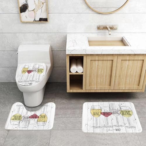 QRFASFZO 3 Stück Badematten und WC Vorleger Microfaser Weiches Badteppich badvorleger rutschfest Waschbar Badezimmerteppich Set,Retro-Weißwein-, Rot-, Rosé- und Dessert-Quartett, Weinvielfalt, versc QRFASFZO 3 Stück Badematten und WC Vorleger Microfaser Weiches Badteppich badvorleger rutschfest Waschbar Badezimmerteppich Set,Retro-Weißwein-, Rot-, Rosé- und Dessert-Quartett, Weinvielfalt, versc von QRFASFZO
