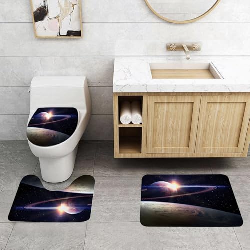QRFASFZO 3 Stück Badematten und WC Vorleger Microfaser Weiches Badteppich badvorleger rutschfest Waschbar Badezimmerteppich Set,Ringplanet und Erde, beleuchtet von einem fernen Stern im Weltraum QRFASFZO 3 Stück Badematten und WC Vorleger Microfaser Weiches Badteppich badvorleger rutschfest Waschbar Badezimmerteppich Set,Ringplanet und Erde, beleuchtet von einem fernen Stern im Weltraum von QRFASFZO