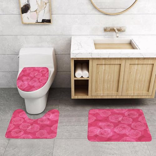 QRFASFZO 3 Stück Badematten und WC Vorleger Microfaser Weiches Badteppich badvorleger rutschfest Waschbar Badezimmerteppich Set,Rosa, Rosatöne mit zarter saisonaler Flora Romantisch1 QRFASFZO 3 Stück Badematten und WC Vorleger Microfaser Weiches Badteppich badvorleger rutschfest Waschbar Badezimmerteppich Set,Rosa, Rosatöne mit zarter saisonaler Flora Romantisch1 von QRFASFZO