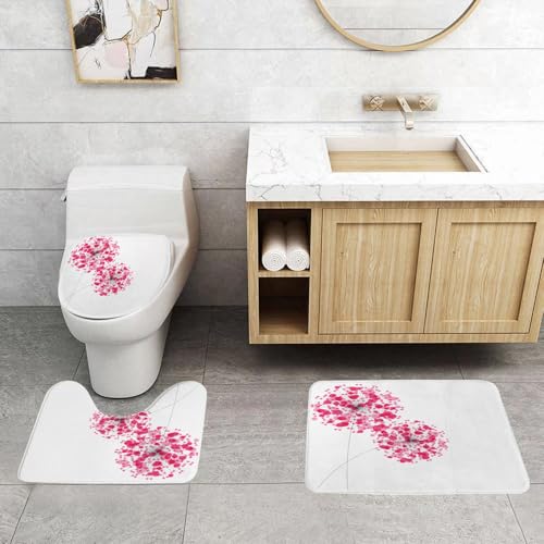 QRFASFZO 3 Stück Badematten und WC Vorleger Microfaser Weiches Badteppich badvorleger rutschfest Waschbar Badezimmerteppich Set,Rosa, konzeptionelle Löwenzahn-Design-Blumenstrauß Moderne Blumendekor QRFASFZO 3 Stück Badematten und WC Vorleger Microfaser Weiches Badteppich badvorleger rutschfest Waschbar Badezimmerteppich Set,Rosa, konzeptionelle Löwenzahn-Design-Blumenstrauß Moderne Blumendekor von QRFASFZO