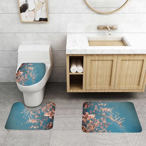 QRFASFZO 3 Stück Badematten und WC Vorleger Microfaser Weiches Badteppich badvorleger rutschfest Waschbar Badezimmerteppich Set,Rosa Kirschblüten im blauen Himmel, Kirschblüten in voller Blüte, klar QRFASFZO 3 Stück Badematten und WC Vorleger Microfaser Weiches Badteppich badvorleger rutschfest Waschbar Badezimmerteppich Set,Rosa Kirschblüten im blauen Himmel, Kirschblüten in voller Blüte, klar von QRFASFZO