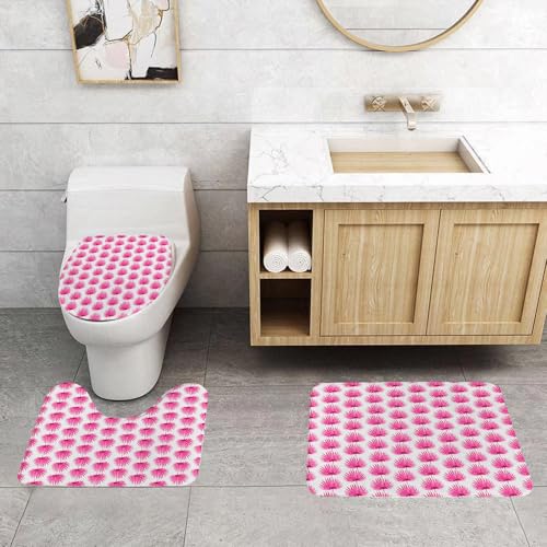 QRFASFZO 3 Stück Badematten und WC Vorleger Microfaser Weiches Badteppich badvorleger rutschfest Waschbar Badezimmerteppich Set,Rosa Palmblattmuster, Wiederholungsdesign des rosa Palmblattmusters au QRFASFZO 3 Stück Badematten und WC Vorleger Microfaser Weiches Badteppich badvorleger rutschfest Waschbar Badezimmerteppich Set,Rosa Palmblattmuster, Wiederholungsdesign des rosa Palmblattmusters au von QRFASFZO