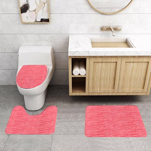 QRFASFZO 3 Stück Badematten und WC Vorleger Microfaser Weiches Badteppich badvorleger rutschfest Waschbar Badezimmerteppich Set,Rosa Zebra, gewelltes Zebra, Tarnung, afrikanisches Savannensafari-Mus QRFASFZO 3 Stück Badematten und WC Vorleger Microfaser Weiches Badteppich badvorleger rutschfest Waschbar Badezimmerteppich Set,Rosa Zebra, gewelltes Zebra, Tarnung, afrikanisches Savannensafari-Mus von QRFASFZO