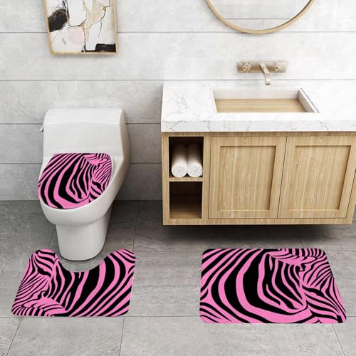 QRFASFZO 3 Stück Badematten und WC Vorleger Microfaser Weiches Badteppich badvorleger rutschfest Waschbar Badezimmerteppich Set,Rosa Zebra, lebendiger Hintergrund Avantgarde Tri künstlerische Zebrah QRFASFZO 3 Stück Badematten und WC Vorleger Microfaser Weiches Badteppich badvorleger rutschfest Waschbar Badezimmerteppich Set,Rosa Zebra, lebendiger Hintergrund Avantgarde Tri künstlerische Zebrah von QRFASFZO