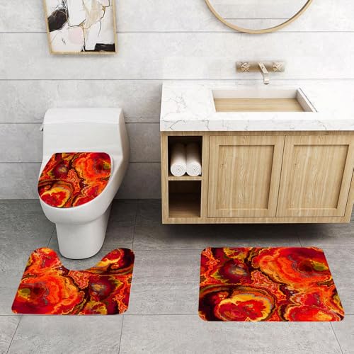 QRFASFZO 3 Stück Badematten und WC Vorleger Microfaser Weiches Badteppich badvorleger rutschfest Waschbar Badezimmerteppich Set,Rot Batik-Abstrakte Bunte Lebendige Fraktale Kraft Vintage Aquarell Mu QRFASFZO 3 Stück Badematten und WC Vorleger Microfaser Weiches Badteppich badvorleger rutschfest Waschbar Badezimmerteppich Set,Rot Batik-Abstrakte Bunte Lebendige Fraktale Kraft Vintage Aquarell Mu von QRFASFZO