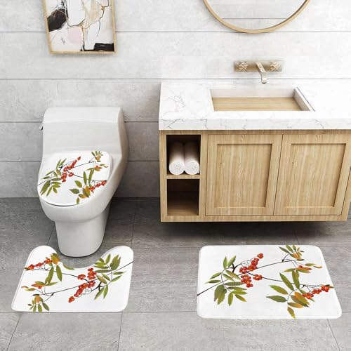 QRFASFZO 3 Stück Badematten und WC Vorleger Microfaser Weiches Badteppich badvorleger rutschfest Waschbar Badezimmerteppich Set,Rowan, frische organische Eberesche Baum botanische natürliche Gartenp QRFASFZO 3 Stück Badematten und WC Vorleger Microfaser Weiches Badteppich badvorleger rutschfest Waschbar Badezimmerteppich Set,Rowan, frische organische Eberesche Baum botanische natürliche Gartenp von QRFASFZO