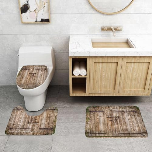 QRFASFZO 3 Stück Badematten und WC Vorleger Microfaser Weiches Badteppich badvorleger rutschfest Waschbar Badezimmerteppich Set,Rustikales, altes, geschlossenes Garagentor aus Eiche mit Stahlscharni QRFASFZO 3 Stück Badematten und WC Vorleger Microfaser Weiches Badteppich badvorleger rutschfest Waschbar Badezimmerteppich Set,Rustikales, altes, geschlossenes Garagentor aus Eiche mit Stahlscharni von QRFASFZO