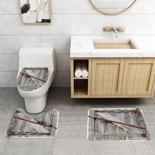 QRFASFZO 3 Stück Badematten und WC Vorleger Microfaser Weiches Badteppich badvorleger rutschfest Waschbar Badezimmerteppich Set,Rustikales verwittertes Scheunentor aus Holz mit rostigen Schlössern QRFASFZO 3 Stück Badematten und WC Vorleger Microfaser Weiches Badteppich badvorleger rutschfest Waschbar Badezimmerteppich Set,Rustikales verwittertes Scheunentor aus Holz mit rostigen Schlössern von QRFASFZO