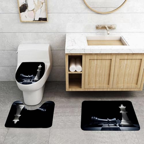 QRFASFZO 3 Stück Badematten und WC Vorleger Microfaser Weiches Badteppich badvorleger rutschfest Waschbar Badezimmerteppich Set,Schach, EIN siegreiches weißes Schach neben besiegtem schwarzen Schach QRFASFZO 3 Stück Badematten und WC Vorleger Microfaser Weiches Badteppich badvorleger rutschfest Waschbar Badezimmerteppich Set,Schach, EIN siegreiches weißes Schach neben besiegtem schwarzen Schach von QRFASFZO