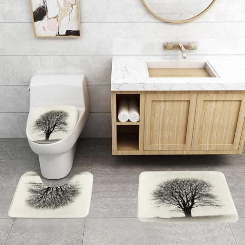 QRFASFZO 3 Stück Badematten und WC Vorleger Microfaser Weiches Badteppich badvorleger rutschfest Waschbar Badezimmerteppich Set,Schwarz und weiß, EIN blattloser Baum Steht allein im Nebel QRFASFZO 3 Stück Badematten und WC Vorleger Microfaser Weiches Badteppich badvorleger rutschfest Waschbar Badezimmerteppich Set,Schwarz und weiß, EIN blattloser Baum Steht allein im Nebel von QRFASFZO