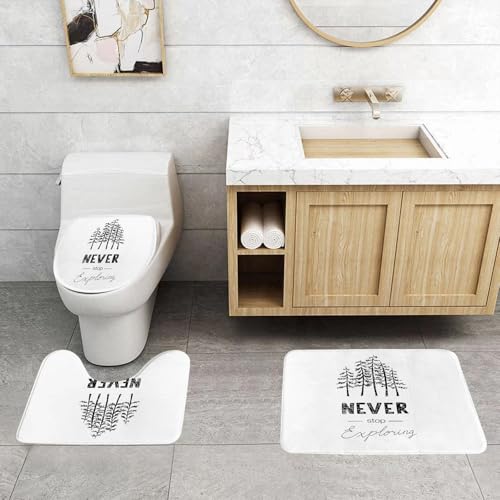 QRFASFZO 3 Stück Badematten und WC Vorleger Microfaser Weiches Badteppich badvorleger rutschfest Waschbar Badezimmerteppich Set,Schwarze Bäume auf weißem Hintergrund, Motto ist „Never Stop Exploring QRFASFZO 3 Stück Badematten und WC Vorleger Microfaser Weiches Badteppich badvorleger rutschfest Waschbar Badezimmerteppich Set,Schwarze Bäume auf weißem Hintergrund, Motto ist „Never Stop Exploring von QRFASFZO