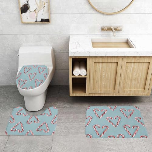QRFASFZO 3 Stück Badematten und WC Vorleger Microfaser Weiches Badteppich badvorleger rutschfest Waschbar Badezimmerteppich Set,Seamless, Muster, mit, zuckerstange, Hearts., hell, rot weiß, Elemente QRFASFZO 3 Stück Badematten und WC Vorleger Microfaser Weiches Badteppich badvorleger rutschfest Waschbar Badezimmerteppich Set,Seamless, Muster, mit, zuckerstange, Hearts., hell, rot weiß, Elemente von QRFASFZO