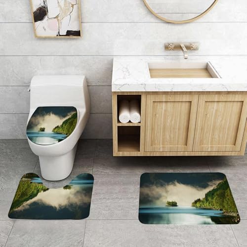 QRFASFZO 3 Stück Badematten und WC Vorleger Microfaser Weiches Badteppich badvorleger rutschfest Waschbar Badezimmerteppich Set,See-Berg-Reflexion Moderne Bilder gedruckt für Naturliebhaber QRFASFZO 3 Stück Badematten und WC Vorleger Microfaser Weiches Badteppich badvorleger rutschfest Waschbar Badezimmerteppich Set,See-Berg-Reflexion Moderne Bilder gedruckt für Naturliebhaber von QRFASFZO