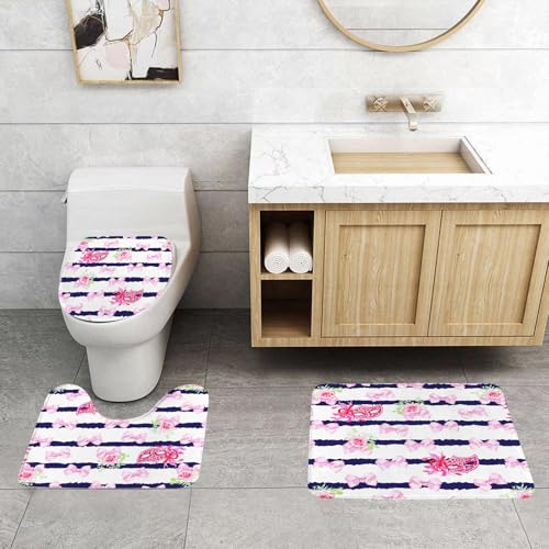 QRFASFZO 3 Stück Badematten und WC Vorleger Microfaser Weiches Badteppich badvorleger rutschfest Waschbar Badezimmerteppich Set,Sich wiederholendes Muster aus rosa Schleifen, Rosen und Masken evozie QRFASFZO 3 Stück Badematten und WC Vorleger Microfaser Weiches Badteppich badvorleger rutschfest Waschbar Badezimmerteppich Set,Sich wiederholendes Muster aus rosa Schleifen, Rosen und Masken evozie von QRFASFZO