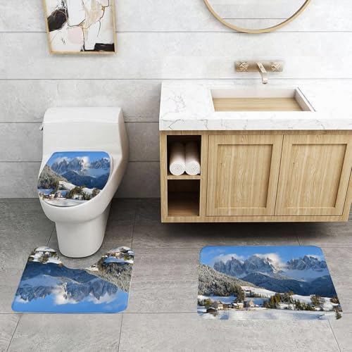 QRFASFZO 3 Stück Badematten und WC Vorleger Microfaser Weiches Badteppich badvorleger rutschfest Waschbar Badezimmerteppich Set,Sitzen auf dem bezaubernden Winter, atemberaubende Schneedorf und Maje QRFASFZO 3 Stück Badematten und WC Vorleger Microfaser Weiches Badteppich badvorleger rutschfest Waschbar Badezimmerteppich Set,Sitzen auf dem bezaubernden Winter, atemberaubende Schneedorf und Maje von QRFASFZO