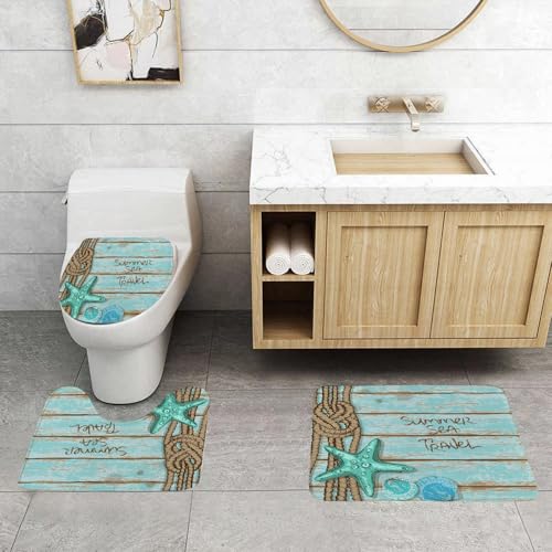 QRFASFZO 3 Stück Badematten und WC Vorleger Microfaser Weiches Badteppich badvorleger rutschfest Waschbar Badezimmerteppich Set,Sommerliche Seereise, Bezaubernde Kunstwerke für sommerliche Küstenrei QRFASFZO 3 Stück Badematten und WC Vorleger Microfaser Weiches Badteppich badvorleger rutschfest Waschbar Badezimmerteppich Set,Sommerliche Seereise, Bezaubernde Kunstwerke für sommerliche Küstenrei von QRFASFZO