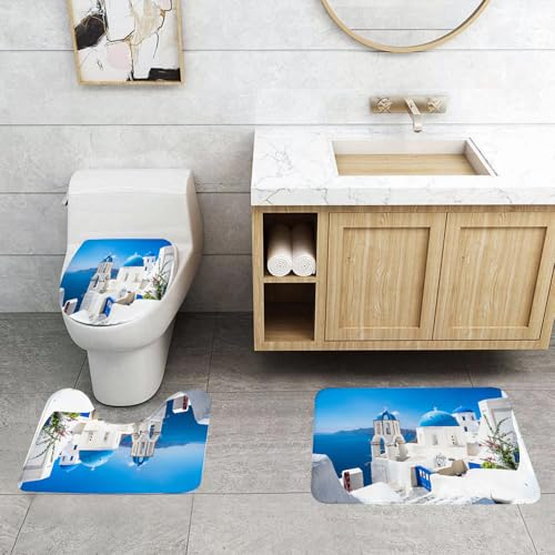 QRFASFZO 3 Stück Badematten und WC Vorleger Microfaser Weiches Badteppich badvorleger rutschfest Waschbar Badezimmerteppich Set,Sonnenuntergang Blau Griechenland Malerischer Blick Auf Die Kykladen U QRFASFZO 3 Stück Badematten und WC Vorleger Microfaser Weiches Badteppich badvorleger rutschfest Waschbar Badezimmerteppich Set,Sonnenuntergang Blau Griechenland Malerischer Blick Auf Die Kykladen U von QRFASFZO