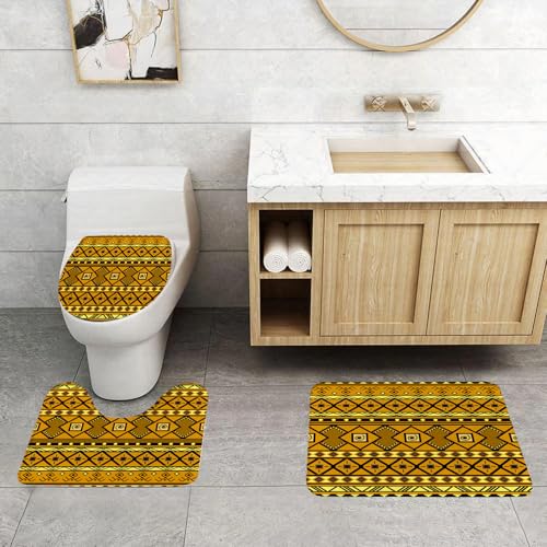 QRFASFZO 3 Stück Badematten und WC Vorleger Microfaser Weiches Badteppich badvorleger rutschfest Waschbar Badezimmerteppich Set,Stammesgeometrische Muster haben exotische Einflüsse afrikanischer Her QRFASFZO 3 Stück Badematten und WC Vorleger Microfaser Weiches Badteppich badvorleger rutschfest Waschbar Badezimmerteppich Set,Stammesgeometrische Muster haben exotische Einflüsse afrikanischer Her von QRFASFZO