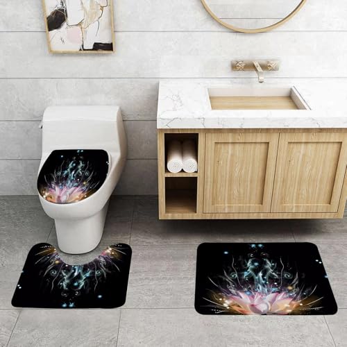 QRFASFZO 3 Stück Badematten und WC Vorleger Microfaser Weiches Badteppich badvorleger rutschfest Waschbar Badezimmerteppich Set,Strahlend rosa Lotus, umgeben von geheimnisvollem Rauch und Leuchtend QRFASFZO 3 Stück Badematten und WC Vorleger Microfaser Weiches Badteppich badvorleger rutschfest Waschbar Badezimmerteppich Set,Strahlend rosa Lotus, umgeben von geheimnisvollem Rauch und Leuchtend von QRFASFZO