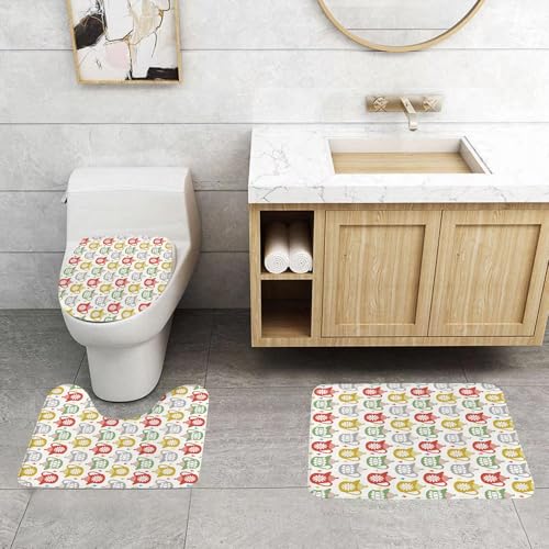 QRFASFZO 3 Stück Badematten und WC Vorleger Microfaser Weiches Badteppich badvorleger rutschfest Waschbar Badezimmerteppich Set,Teekuchen, mehrfarbige Teekanne im Cartoon-Stil, Tee, farbige Teekanne QRFASFZO 3 Stück Badematten und WC Vorleger Microfaser Weiches Badteppich badvorleger rutschfest Waschbar Badezimmerteppich Set,Teekuchen, mehrfarbige Teekanne im Cartoon-Stil, Tee, farbige Teekanne von QRFASFZO