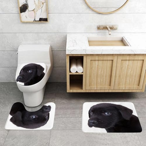 QRFASFZO 3 Stück Badematten und WC Vorleger Microfaser Weiches Badteppich badvorleger rutschfest Waschbar Badezimmerteppich Set,Tier, EIN süßer schwarzer Welpe, weiches Fell und ausdrucksstarke Auge QRFASFZO 3 Stück Badematten und WC Vorleger Microfaser Weiches Badteppich badvorleger rutschfest Waschbar Badezimmerteppich Set,Tier, EIN süßer schwarzer Welpe, weiches Fell und ausdrucksstarke Auge von QRFASFZO