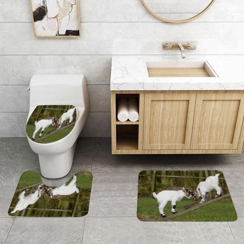 QRFASFZO 3 Stück Badematten und WC Vorleger Microfaser Weiches Badteppich badvorleger rutschfest Waschbar Badezimmerteppich Set,Tier, süße Ziegenkinder Stehen auf Holzgerüsten und Spielen QRFASFZO 3 Stück Badematten und WC Vorleger Microfaser Weiches Badteppich badvorleger rutschfest Waschbar Badezimmerteppich Set,Tier, süße Ziegenkinder Stehen auf Holzgerüsten und Spielen von QRFASFZO