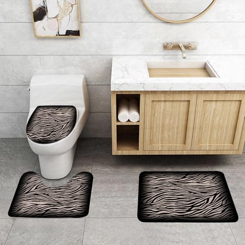 QRFASFZO 3 Stück Badematten und WC Vorleger Microfaser Weiches Badteppich badvorleger rutschfest Waschbar Badezimmerteppich Set,Tier Zebra Schal Muster schwarzer Rahmen QRFASFZO 3 Stück Badematten und WC Vorleger Microfaser Weiches Badteppich badvorleger rutschfest Waschbar Badezimmerteppich Set,Tier Zebra Schal Muster schwarzer Rahmen von QRFASFZO