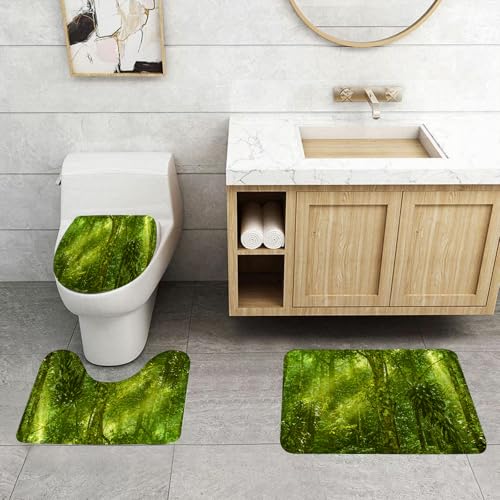 QRFASFZO 3 Stück Badematten und WC Vorleger Microfaser Weiches Badteppich badvorleger rutschfest Waschbar Badezimmerteppich Set,Tropische Regenwaldlandschaft, dichter Sonnenschein im tropischen Rege QRFASFZO 3 Stück Badematten und WC Vorleger Microfaser Weiches Badteppich badvorleger rutschfest Waschbar Badezimmerteppich Set,Tropische Regenwaldlandschaft, dichter Sonnenschein im tropischen Rege von QRFASFZO