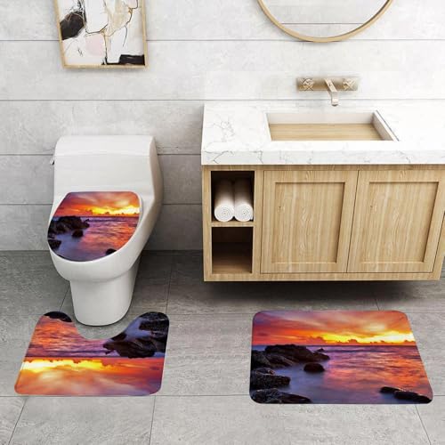 QRFASFZO 3 Stück Badematten und WC Vorleger Microfaser Weiches Badteppich badvorleger rutschfest Waschbar Badezimmerteppich Set,Tropischer Strand bei Sonnenuntergang. Naturhintergrund QRFASFZO 3 Stück Badematten und WC Vorleger Microfaser Weiches Badteppich badvorleger rutschfest Waschbar Badezimmerteppich Set,Tropischer Strand bei Sonnenuntergang. Naturhintergrund von QRFASFZO