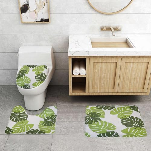 QRFASFZO 3 Stück Badematten und WC Vorleger Microfaser Weiches Badteppich badvorleger rutschfest Waschbar Badezimmerteppich Set,Tropisches Muster mit exotischen Palmblättern. Tropisches Monster. Haw QRFASFZO 3 Stück Badematten und WC Vorleger Microfaser Weiches Badteppich badvorleger rutschfest Waschbar Badezimmerteppich Set,Tropisches Muster mit exotischen Palmblättern. Tropisches Monster. Haw von QRFASFZO