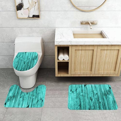 QRFASFZO 3 Stück Badematten und WC Vorleger Microfaser Weiches Badteppich badvorleger rutschfest Waschbar Badezimmerteppich Set,Türkisfarbene Wand aus Holz Textur Textur antike Möbel Hintergrund QRFASFZO 3 Stück Badematten und WC Vorleger Microfaser Weiches Badteppich badvorleger rutschfest Waschbar Badezimmerteppich Set,Türkisfarbene Wand aus Holz Textur Textur antike Möbel Hintergrund von QRFASFZO
