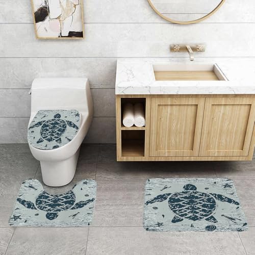 QRFASFZO 3 Stück Badematten und WC Vorleger Microfaser Weiches Badteppich badvorleger rutschfest Waschbar Badezimmerteppich Set,Unterwasserwelt Schildkröte, Marine Elemente in Schildkröten, Ozean En QRFASFZO 3 Stück Badematten und WC Vorleger Microfaser Weiches Badteppich badvorleger rutschfest Waschbar Badezimmerteppich Set,Unterwasserwelt Schildkröte, Marine Elemente in Schildkröten, Ozean En von QRFASFZO