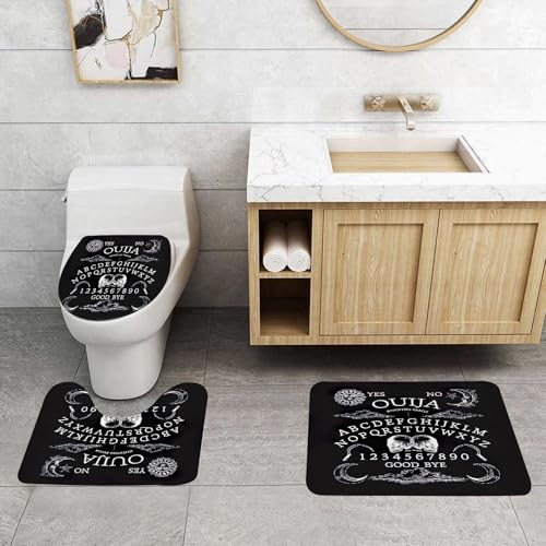 QRFASFZO 3 Stück Badematten und WC Vorleger Microfaser Weiches Badteppich badvorleger rutschfest Waschbar Badezimmerteppich Set,Vektor-Illustration eines Ouija-Bretts ... Planchette kann verschoben von QRFASFZO