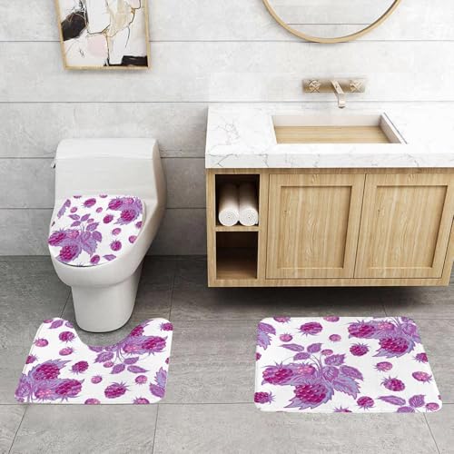 QRFASFZO 3 Stück Badematten und WC Vorleger Microfaser Weiches Badteppich badvorleger rutschfest Waschbar Badezimmerteppich Set,Vektor-Illustration. Lila nahtloses Muster aus Himbeeren und Blättern. QRFASFZO 3 Stück Badematten und WC Vorleger Microfaser Weiches Badteppich badvorleger rutschfest Waschbar Badezimmerteppich Set,Vektor-Illustration. Lila nahtloses Muster aus Himbeeren und Blättern. von QRFASFZO