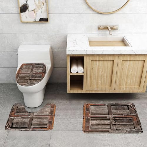 QRFASFZO 3 Stück Badematten und WC Vorleger Microfaser Weiches Badteppich badvorleger rutschfest Waschbar Badezimmerteppich Set,Verwitterte Holztür, eine alte Tür mit geflickten Holzbrettern und ros QRFASFZO 3 Stück Badematten und WC Vorleger Microfaser Weiches Badteppich badvorleger rutschfest Waschbar Badezimmerteppich Set,Verwitterte Holztür, eine alte Tür mit geflickten Holzbrettern und ros von QRFASFZO