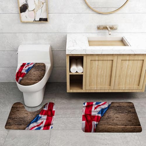 QRFASFZO 3 Stück Badematten und WC Vorleger Microfaser Weiches Badteppich badvorleger rutschfest Waschbar Badezimmerteppich Set,Verwittertes Holz United Jack, United Jack auf Holzhintergrund, im län QRFASFZO 3 Stück Badematten und WC Vorleger Microfaser Weiches Badteppich badvorleger rutschfest Waschbar Badezimmerteppich Set,Verwittertes Holz United Jack, United Jack auf Holzhintergrund, im län von QRFASFZO
