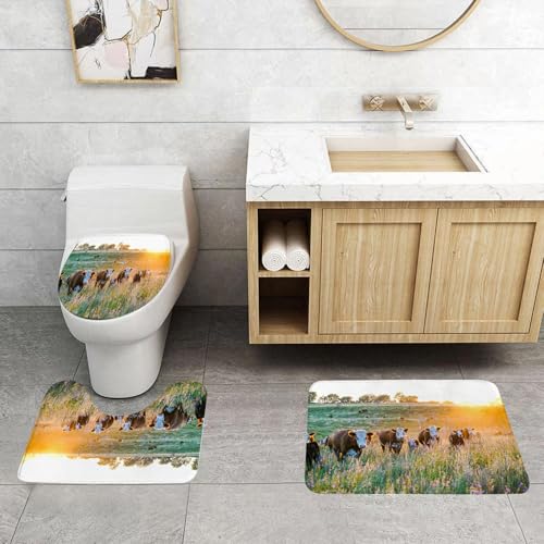 QRFASFZO 3 Stück Badematten und WC Vorleger Microfaser Weiches Badteppich badvorleger rutschfest Waschbar Badezimmerteppich Set,Vieh Kuh Nebraska Hereford Rinder Sonnenuntergang Natur Landschaft Par QRFASFZO 3 Stück Badematten und WC Vorleger Microfaser Weiches Badteppich badvorleger rutschfest Waschbar Badezimmerteppich Set,Vieh Kuh Nebraska Hereford Rinder Sonnenuntergang Natur Landschaft Par von QRFASFZO