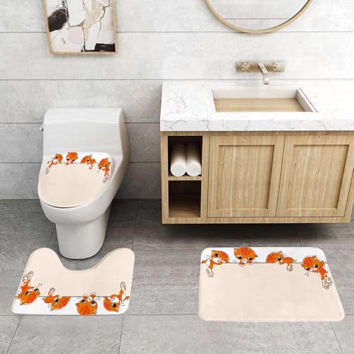 QRFASFZO 3 Stück Badematten und WC Vorleger Microfaser Weiches Badteppich badvorleger rutschfest Waschbar Badezimmerteppich Set,Vier orange getigerte Kätzchen mit einzigartigen Streifen und Unschuld QRFASFZO 3 Stück Badematten und WC Vorleger Microfaser Weiches Badteppich badvorleger rutschfest Waschbar Badezimmerteppich Set,Vier orange getigerte Kätzchen mit einzigartigen Streifen und Unschuld von QRFASFZO