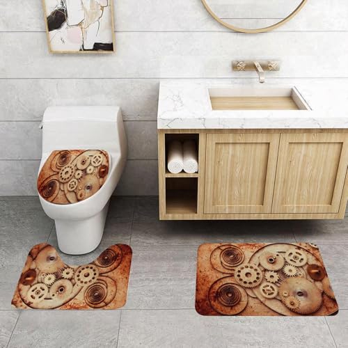 QRFASFZO 3 Stück Badematten und WC Vorleger Microfaser Weiches Badteppich badvorleger rutschfest Waschbar Badezimmerteppich Set,Vintage, mechanische Uhren Details Alte Rusty Look Hintergrund Zahnräd QRFASFZO 3 Stück Badematten und WC Vorleger Microfaser Weiches Badteppich badvorleger rutschfest Waschbar Badezimmerteppich Set,Vintage, mechanische Uhren Details Alte Rusty Look Hintergrund Zahnräd von QRFASFZO