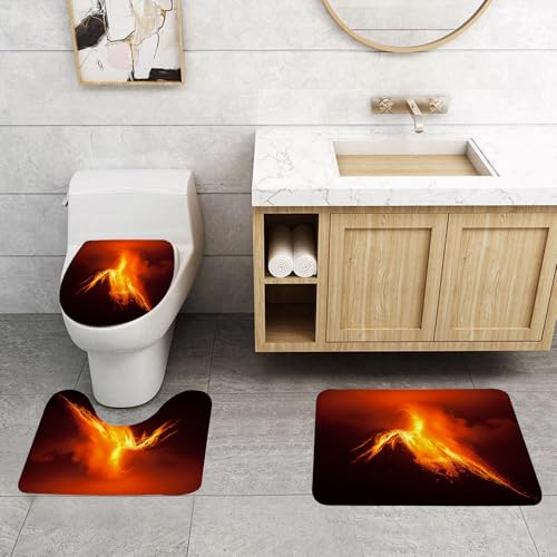QRFASFZO 3 Stück Badematten und WC Vorleger Microfaser Weiches Badteppich badvorleger rutschfest Waschbar Badezimmerteppich Set,Vulkan Tungurahua in Ecuador bei Nacht Natur und Geologie, orange gelb QRFASFZO 3 Stück Badematten und WC Vorleger Microfaser Weiches Badteppich badvorleger rutschfest Waschbar Badezimmerteppich Set,Vulkan Tungurahua in Ecuador bei Nacht Natur und Geologie, orange gelb von QRFASFZO
